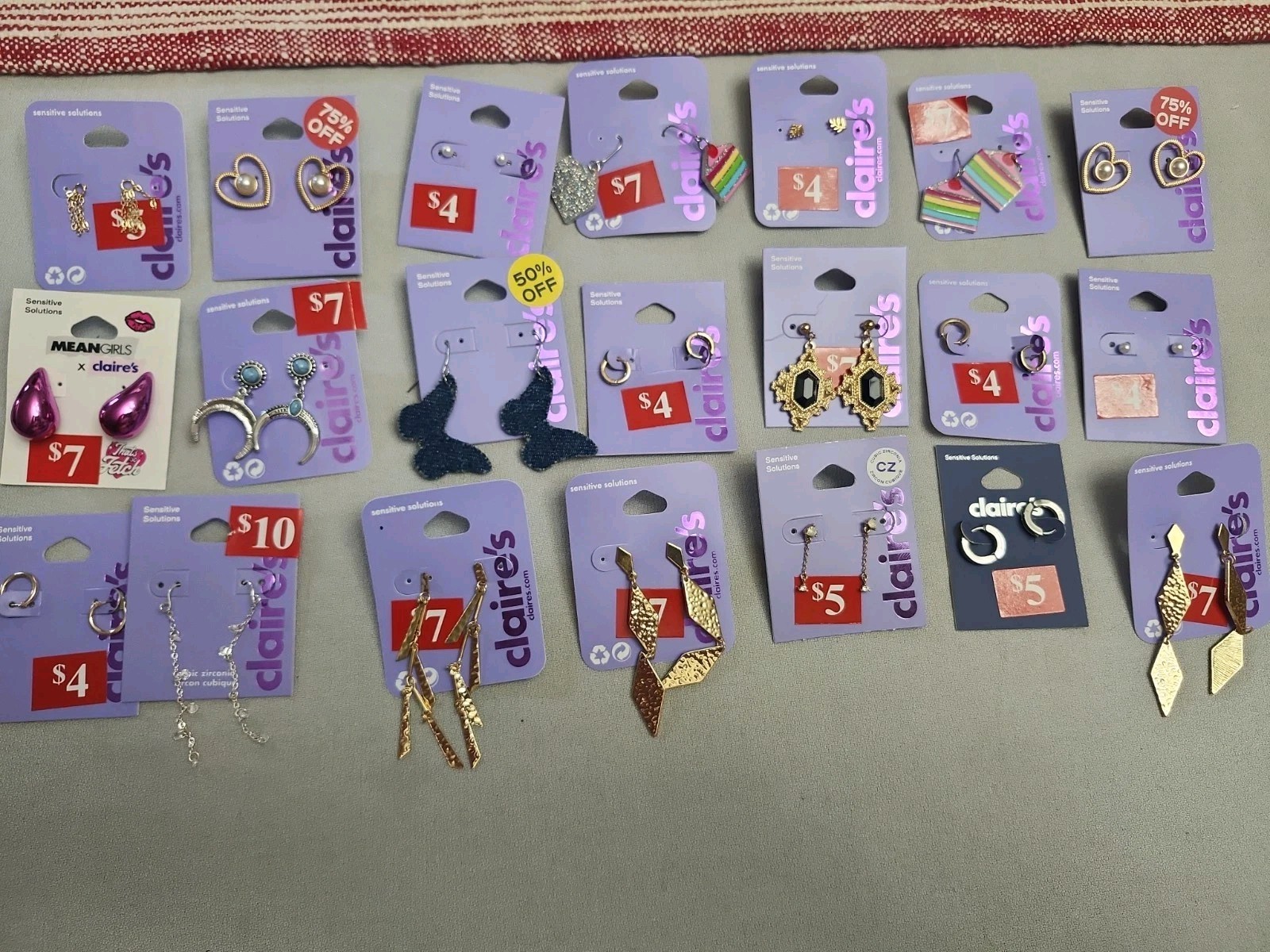 Claire’s Fashion Jewelry Pierced Earrings. Lot Of 21 Pieces