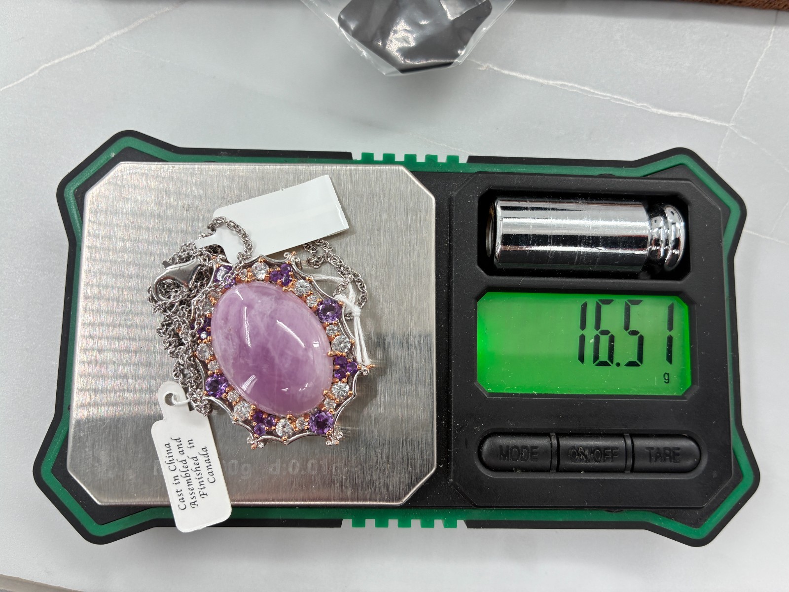 Michael Valitutti Gems en Vogue Kunzite Amethyst Silver Palladium Necklace HN925