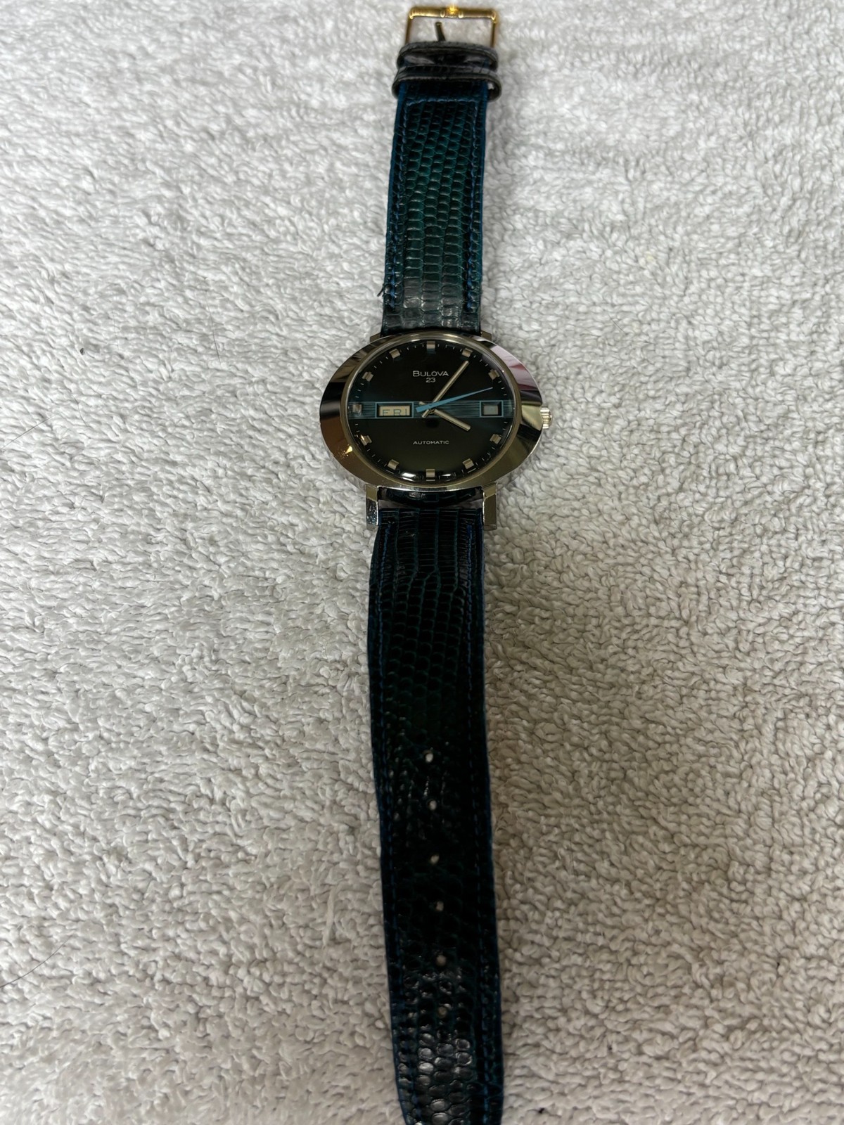 Boulova Oval sapphire blue dial 23 jewel automatic