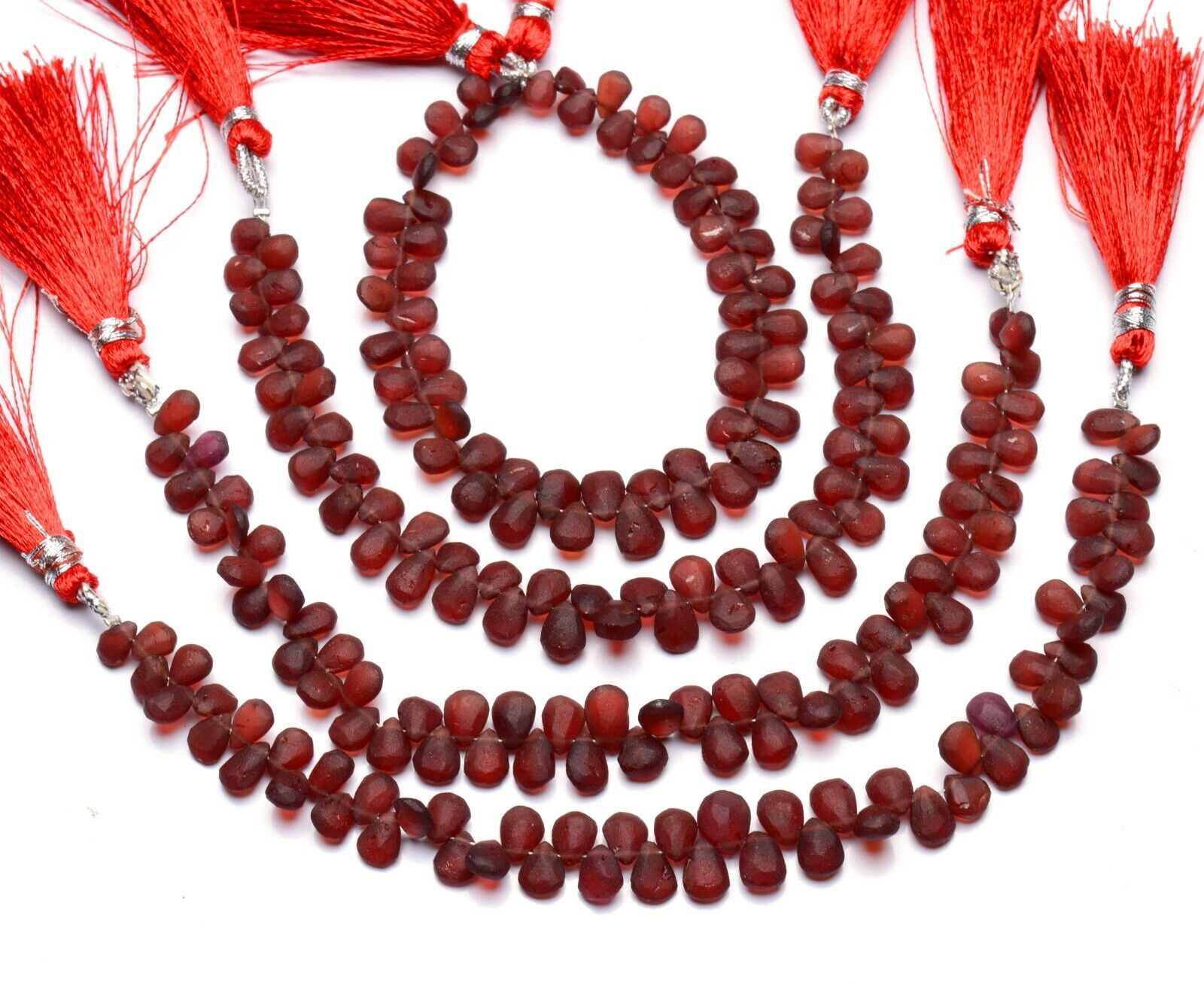 Natural Gem Rhodolite Garnet 7x5mm Approx. Size Rough Unpolished Pear Beads 7″