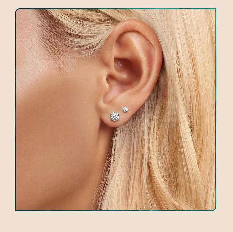 18k White Gold Plated 1CT Moissanite Screw Back Stud Earrings for Women With GRA