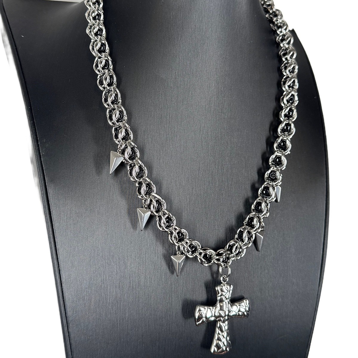 Gothic Spike Cross Pendant Titanium Steel Necklace Hip Hop Chain For Men