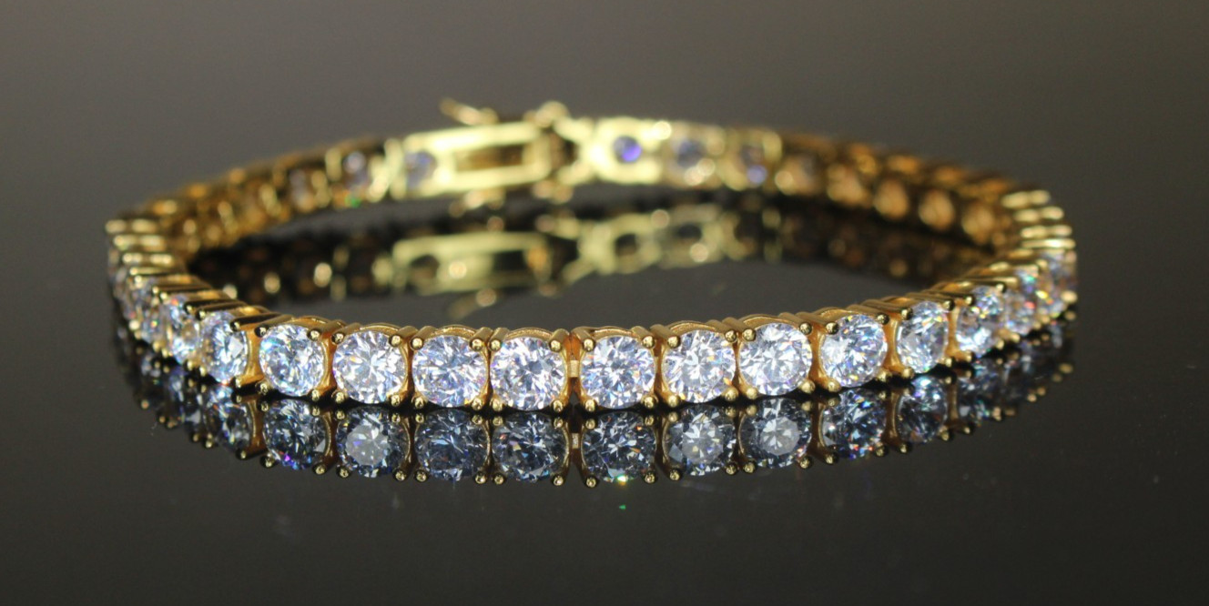 14k STAMPED 4mm Tennis Chain Bracelet 14ct Lab Sim VVS1 Diamonds 15g+ GOLD