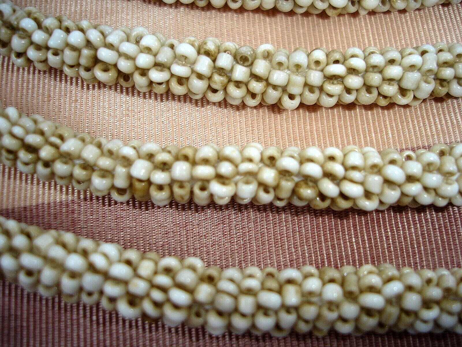 Vintage LOT 4 Multi-Strand GLASS BEAD Necklaces-Gold, Neutral Tan, Orange, Brown