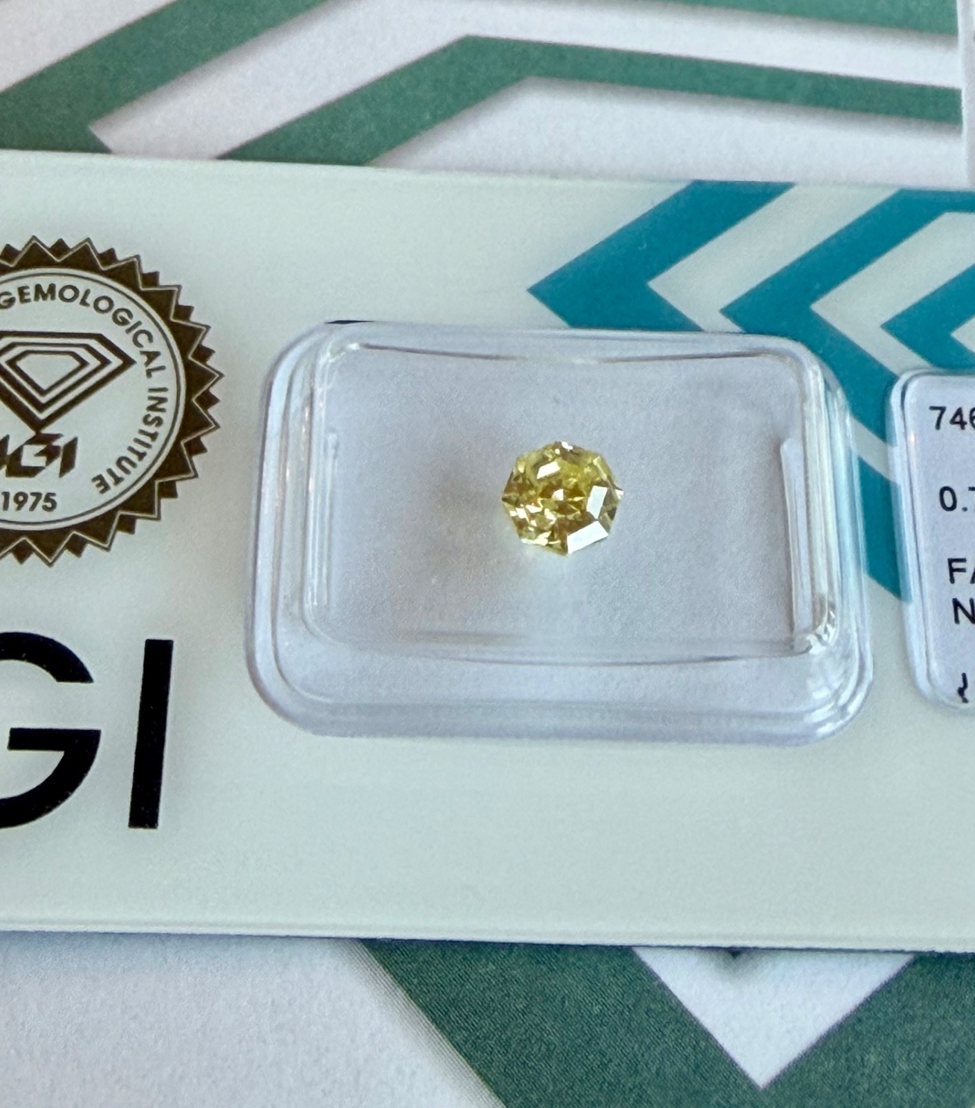 IGI Natural Diamond Octagonal Mixed Cut Natural Fancy Yellow 0.78 Carat