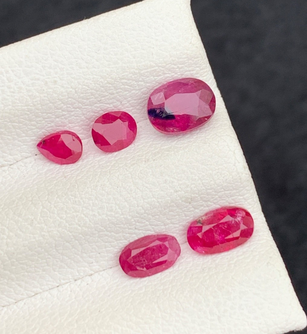 Natural Ruby Parcel 2.73 Ct Afghanistan Red Ruby Lot Oval Pear Cut Loose Gemston