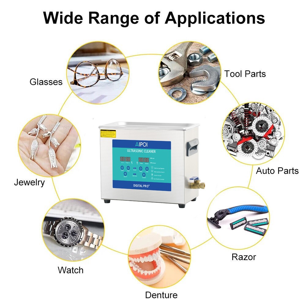 AIPOI 6.5L Ultrasonic Cleaner with Heater Timer & Basket Digital Sonic Machine