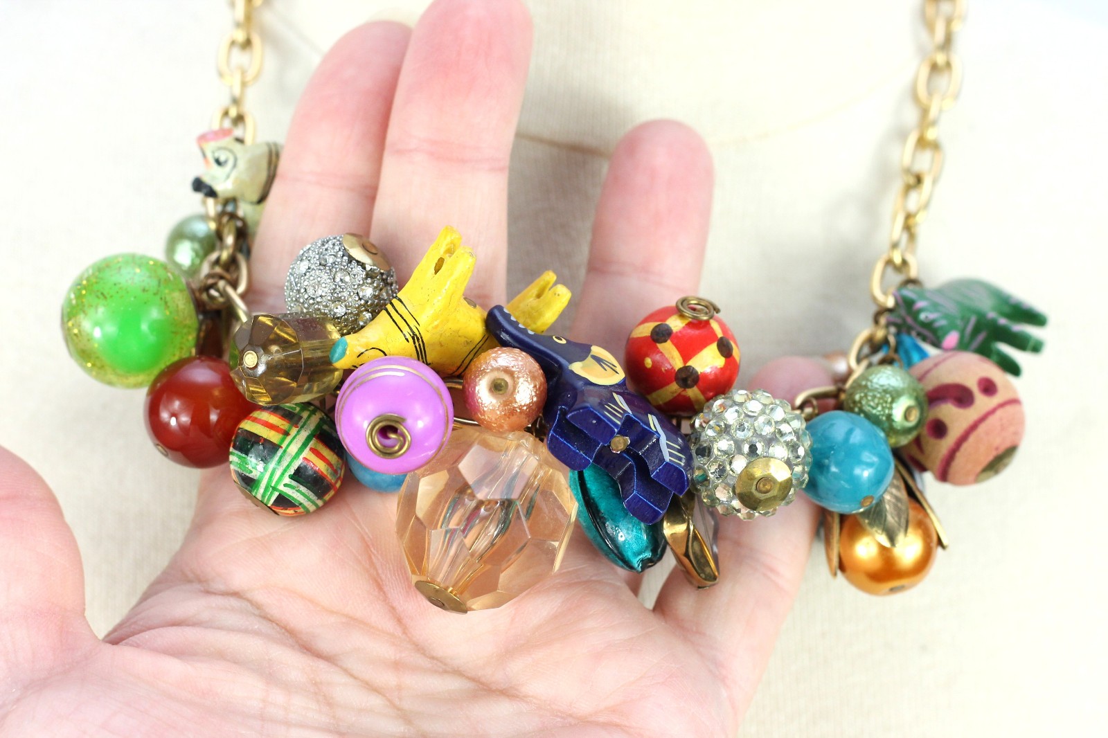 Lenora Dame Chunky Colorful Charm Animal Eclectic Statement Necklace
