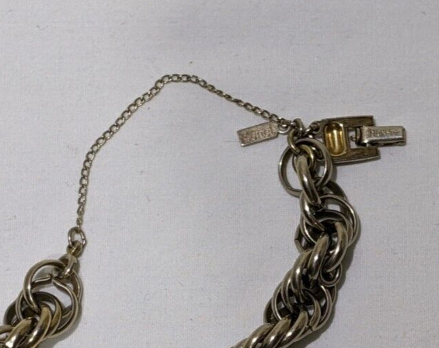 Vintage Signed Monet 7″ Gold Tone Heavy Chain Bracelet with Safety Chain Gift