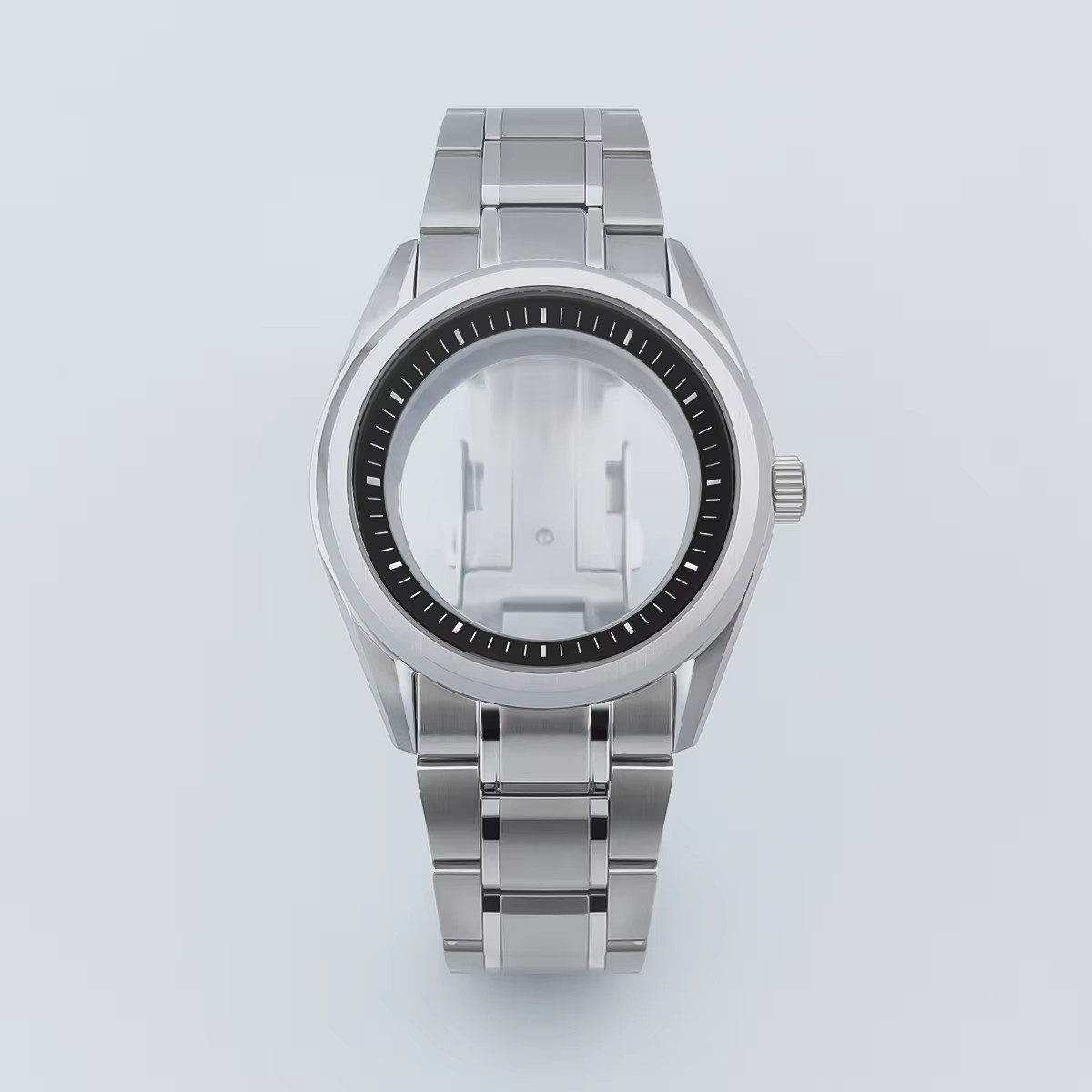 40Mm Silver Watch Case with Strap Sapphire Glass Fit NH35 NH36 NH34 NH38 NH70 NH