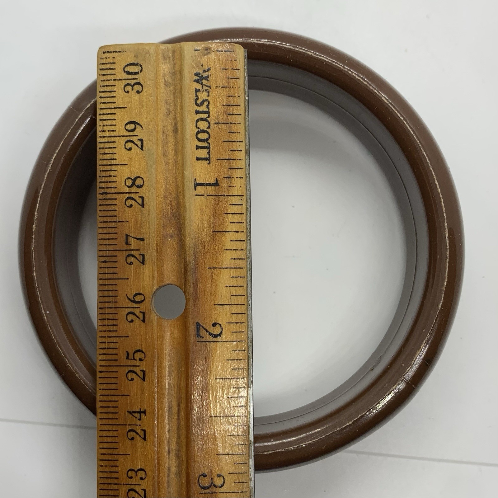 Vtg Chocolate Brown Lucite Chunky Bangle Bracelet Round 8.5” Length 7/8” Wide