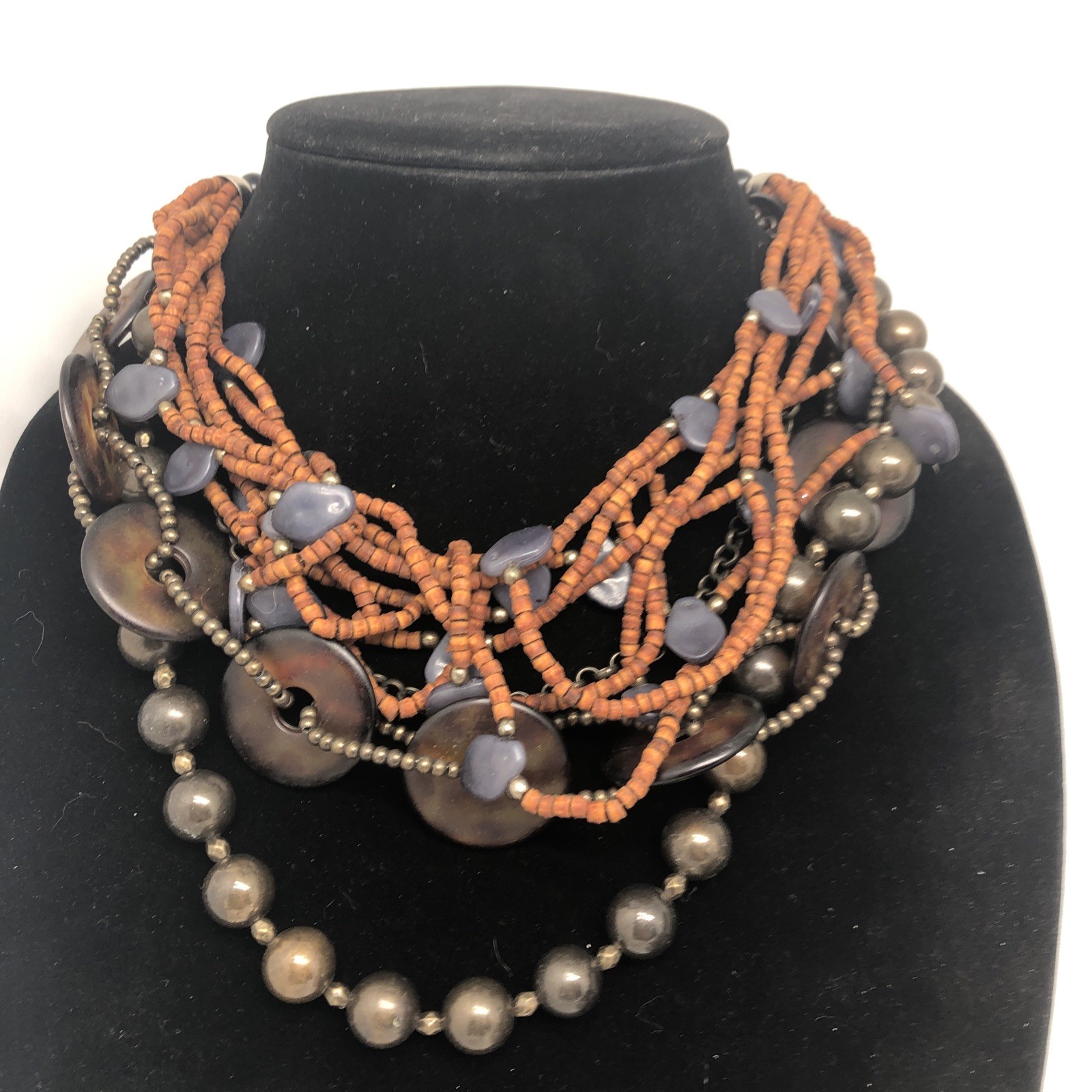 Wood Earth tone Boho Brown Jewelry Lot Necklace Bracelet