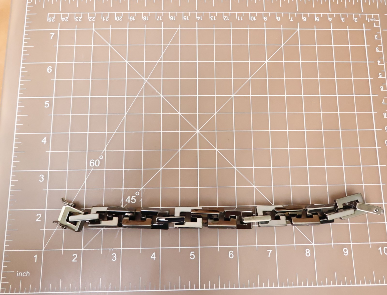 Bronzo Italia bracelet Milor status chain gunmetal rectangle links magnet 7.25in