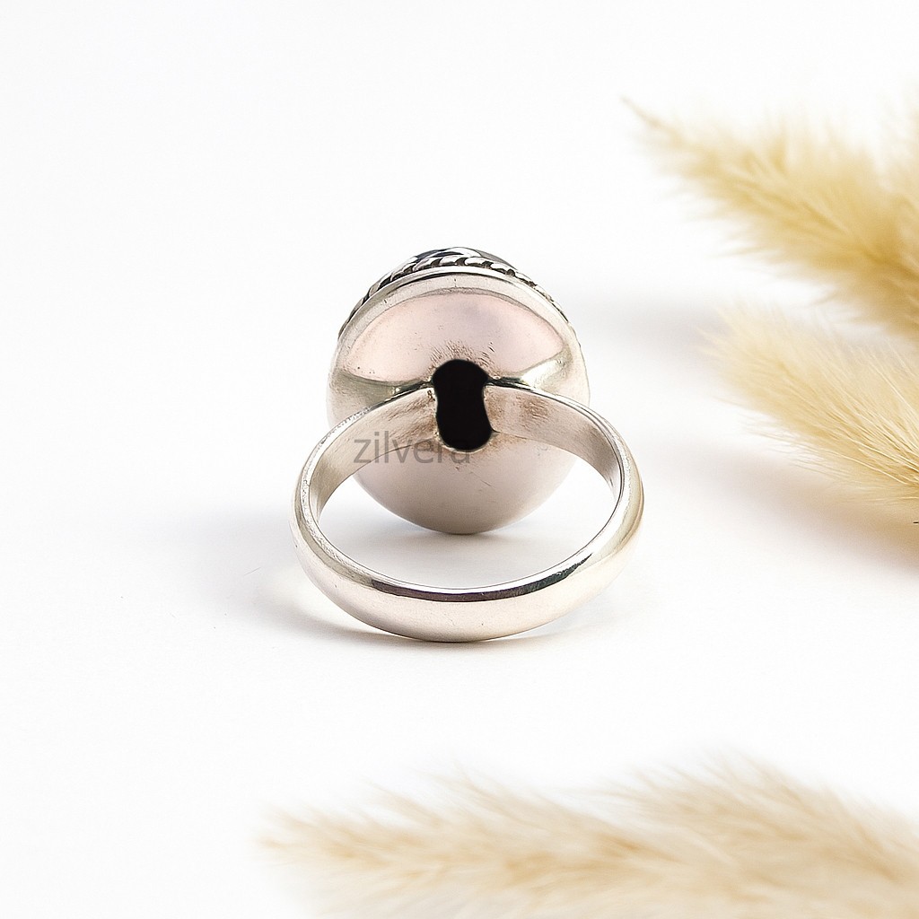 Vintage Style Black Onyx Ring Solid 925 Sterling Silver Handmade Jewelry