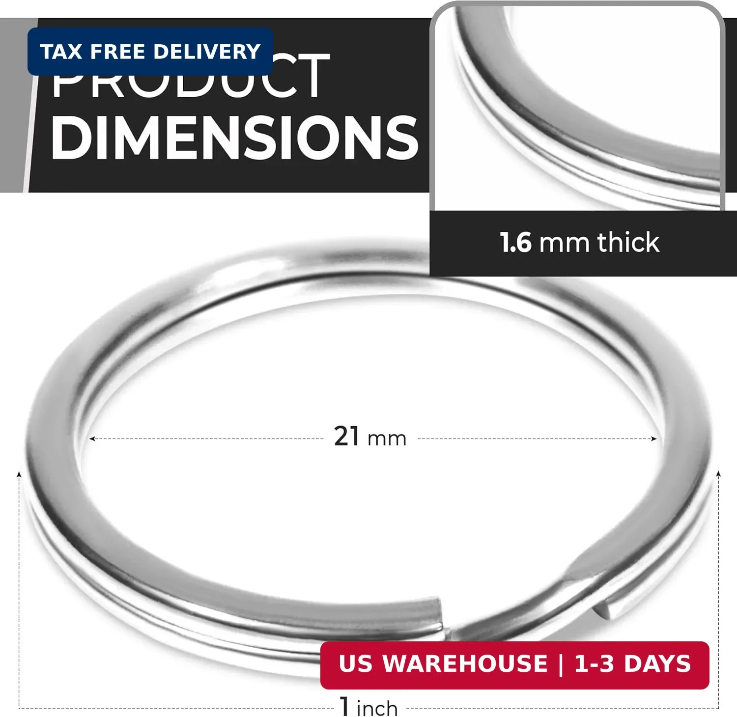 CREST Surgical and Marine Grade Stainless Steel Split Ring for Keychains SS316L