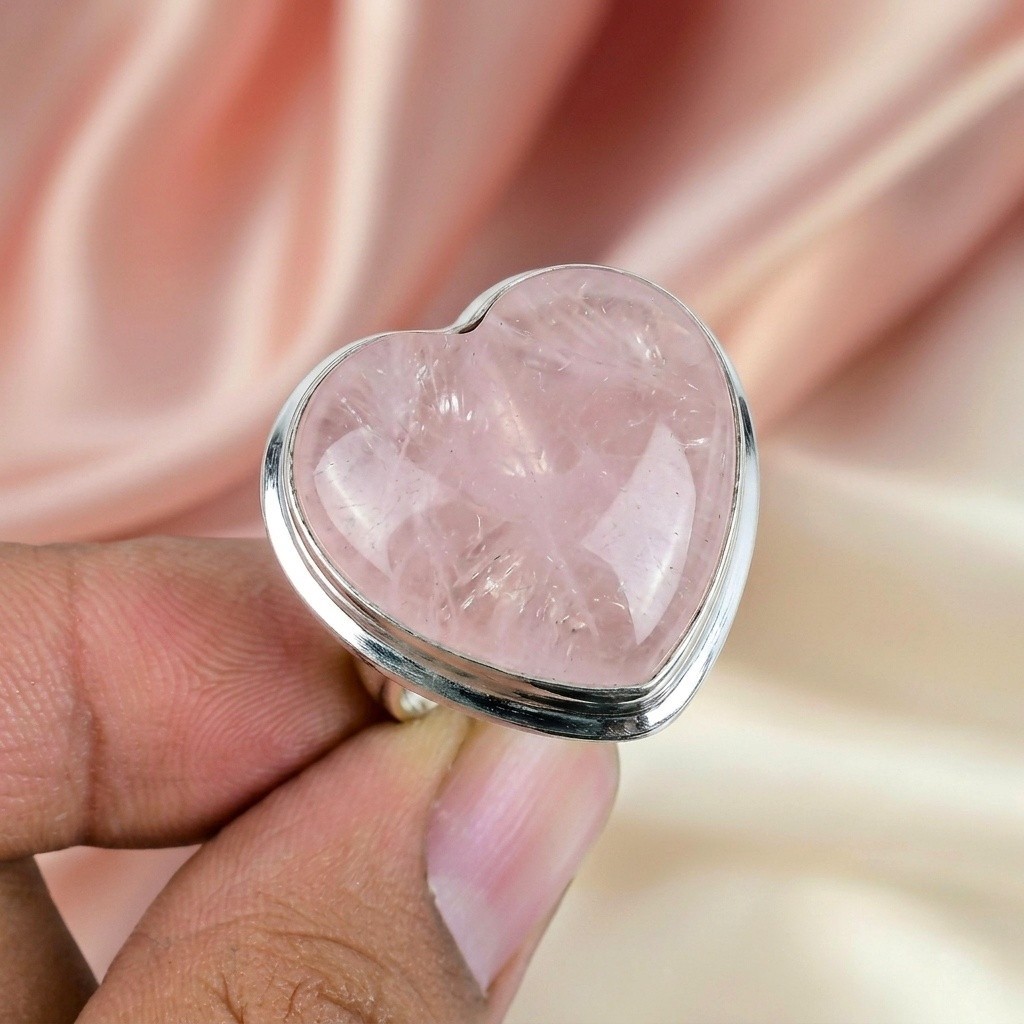 Rose quartz Gemstone Ring Silver Ring 925 Sterling Silver Ring Women’s Jewelry