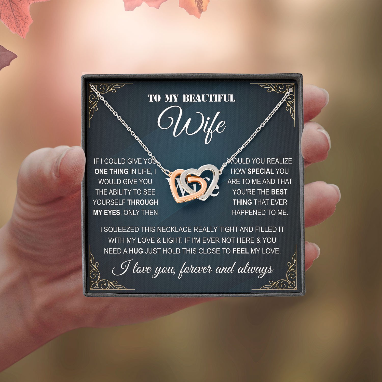 Romantic Wife Necklace Gift, Beautiful Forever Love Jewelry Gift For Wife