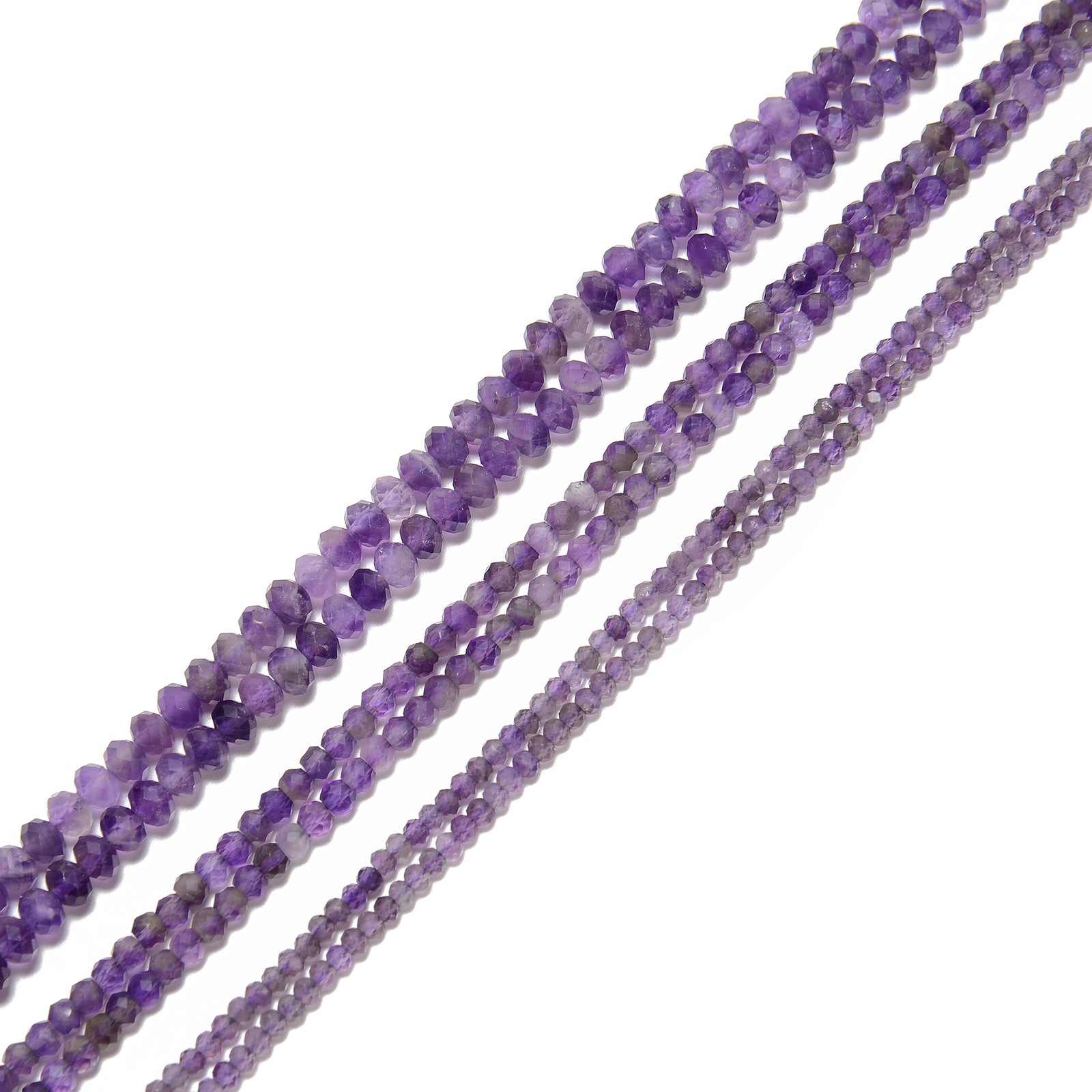 Natural Amethyst Faceted Rondelle Beads 2x3mm 3x4mm 3x5mm 15.5″ Strand