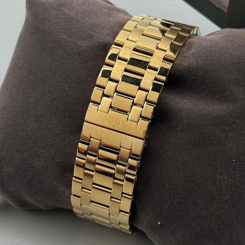 Bulova Classic 97D108 Black Diamond Dial Gold-Tone Bracelet Men’s Quartz Watch