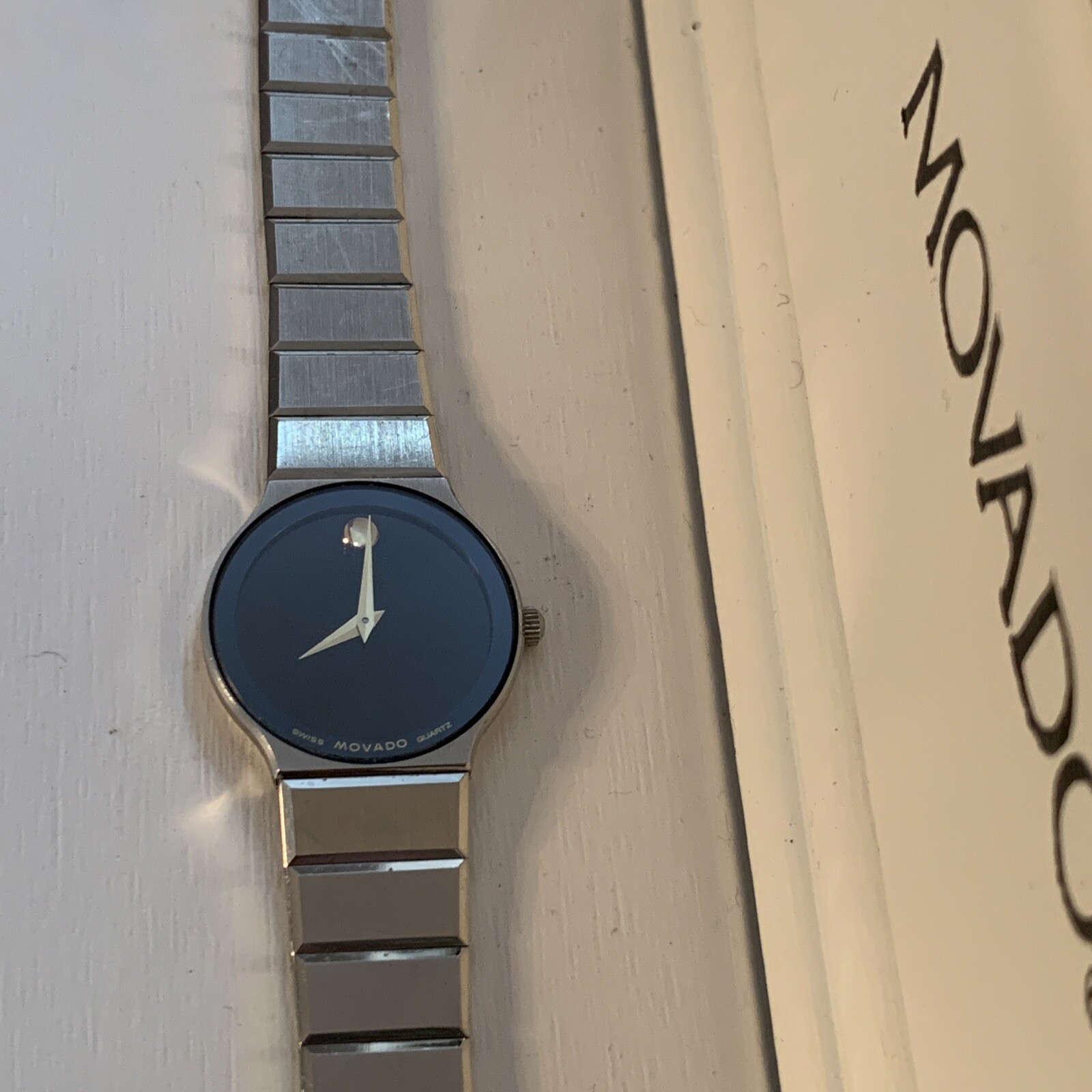 MOVADO MUSEUM WATCH 84-40-881 1341968 ULTRA THIN BLACK DIAL WTH BOX WORKING