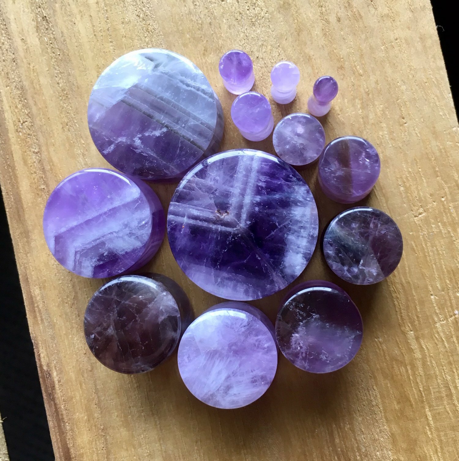 PAIR Amethyst Amythest Organic Stone Plugs Gauges – up to 32mm available!