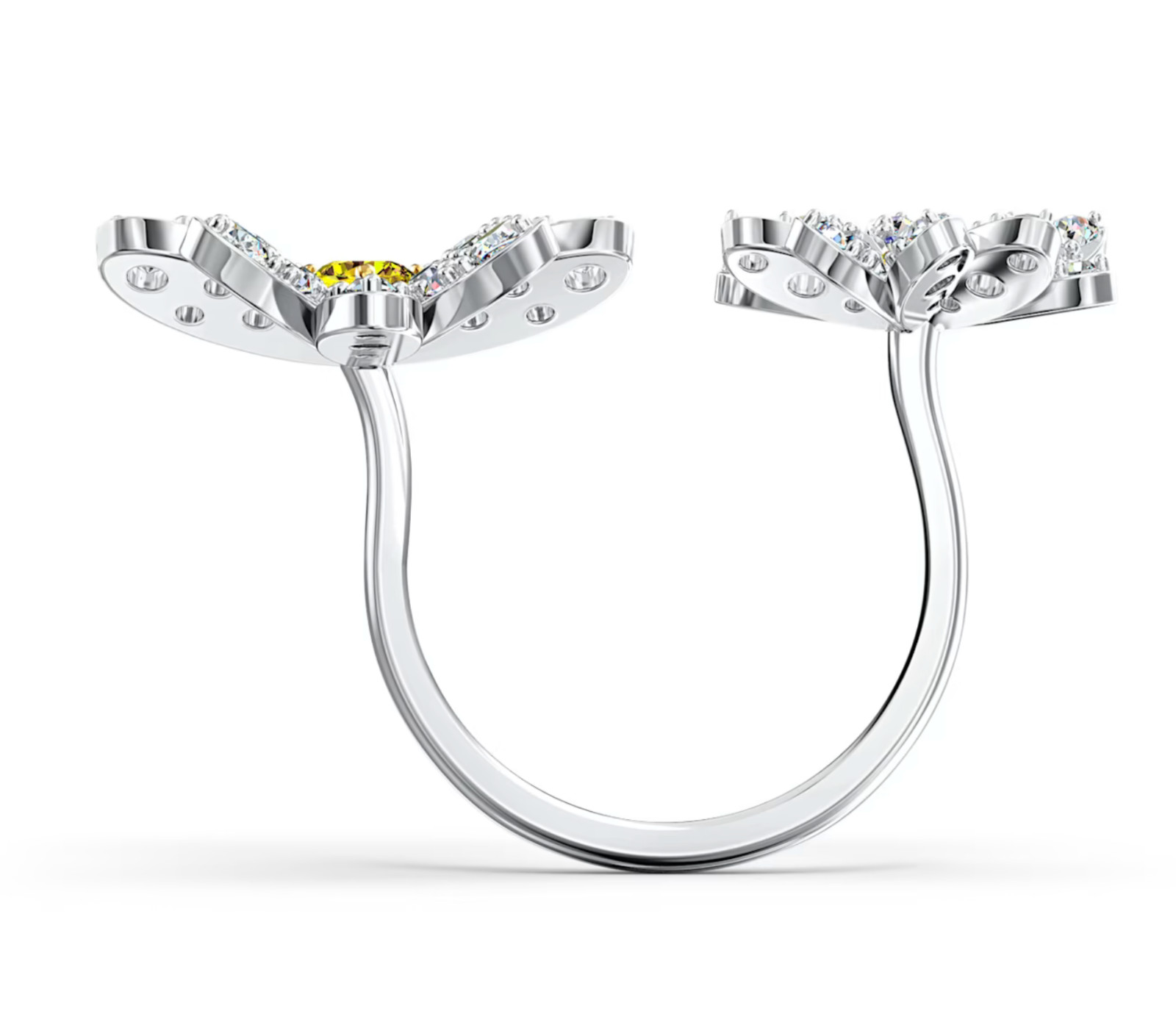 NIB Swarovski 5534941 Eternal Flower Open Ring Metal Crystal Yellow $169 Size 58
