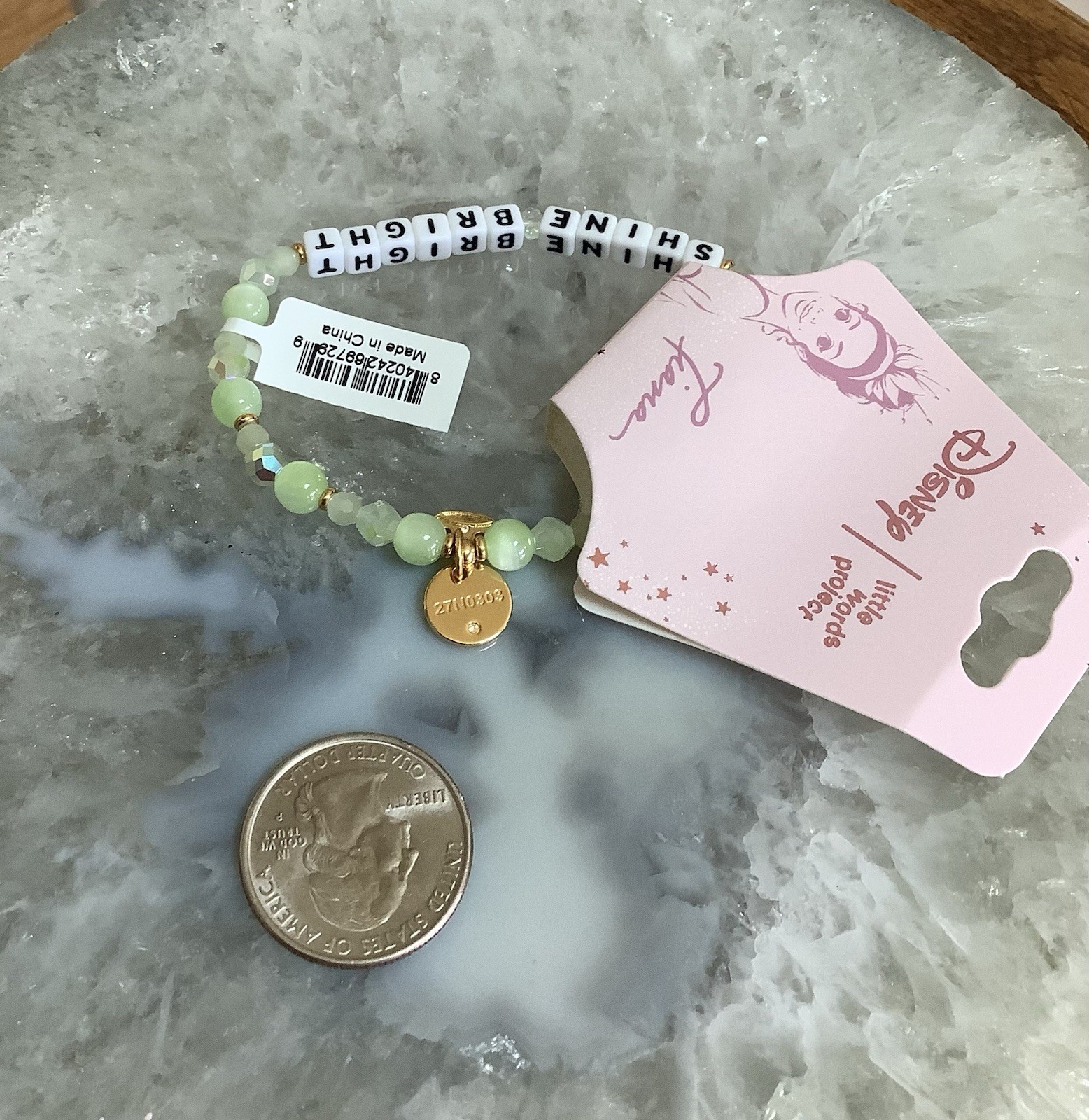 Little Words Project Disney Princess Tiana “SHINE BRIGHT” Bracelet Sz M/L, NWT
