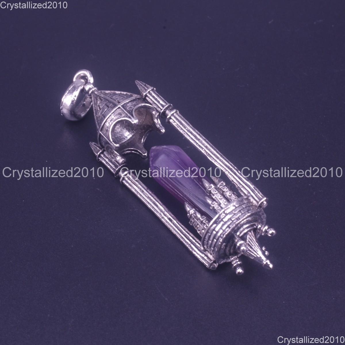 Natural Gemstone Medieval Retro Lantern Gothic Pendants Tibetan Silver 21x66mm