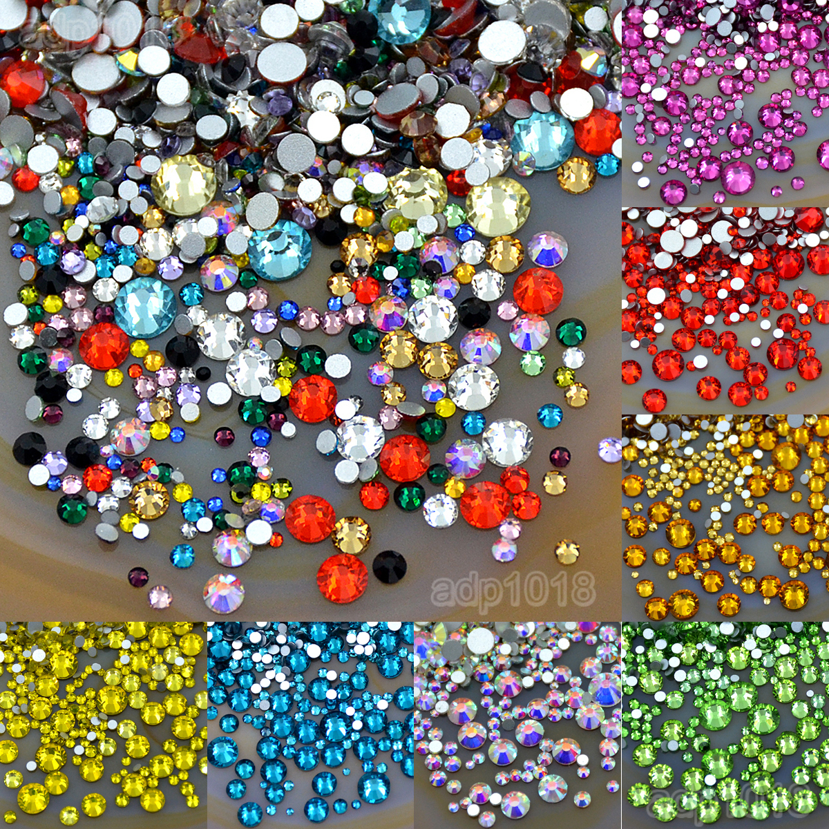 1440pcs Mixed Size Non Hotfix Quality Rhinestones Flatback Nail Art Pick Color