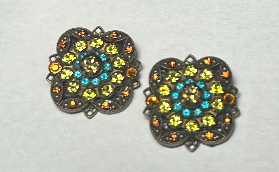 Vintage Sorrelli Signed Multicolor Clipon Earrings In Silver Tone – 10g each