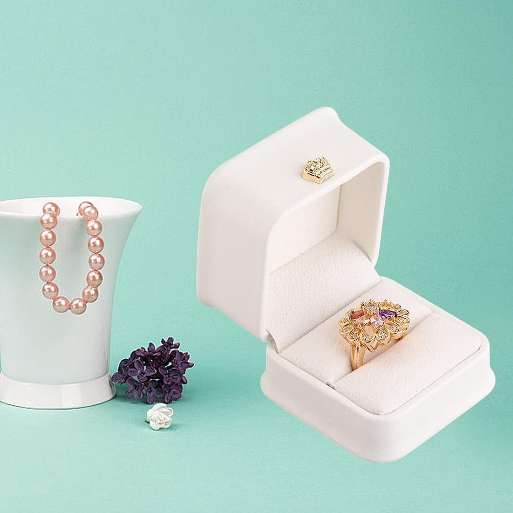 2PCS Small PU Leather Jewelry Organizer Box White Velvet Luxury Pendant