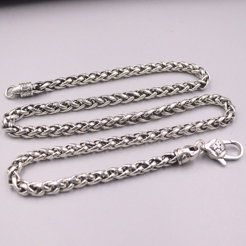 Real 925 Sterling Silver Necklace 2mm/3mm/4mm/5mm Wheat Chain Silver Necklace