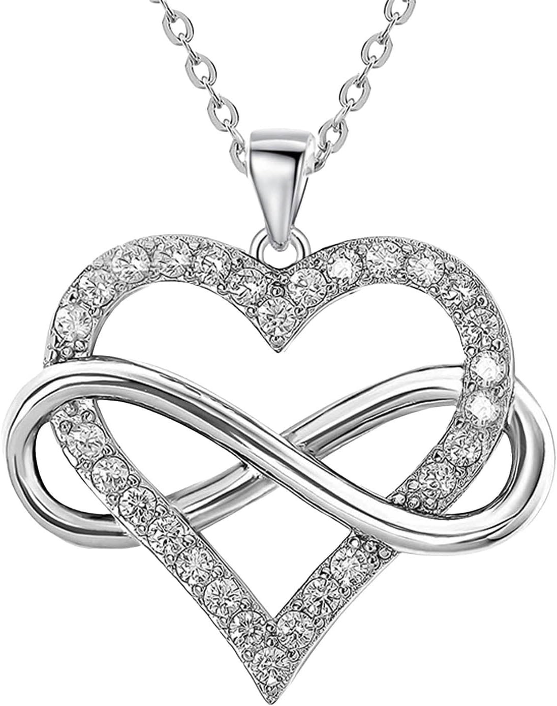 JES & JANI Infinity Heart Necklace for Women, Love Heart Pendant with Cubic Z…
