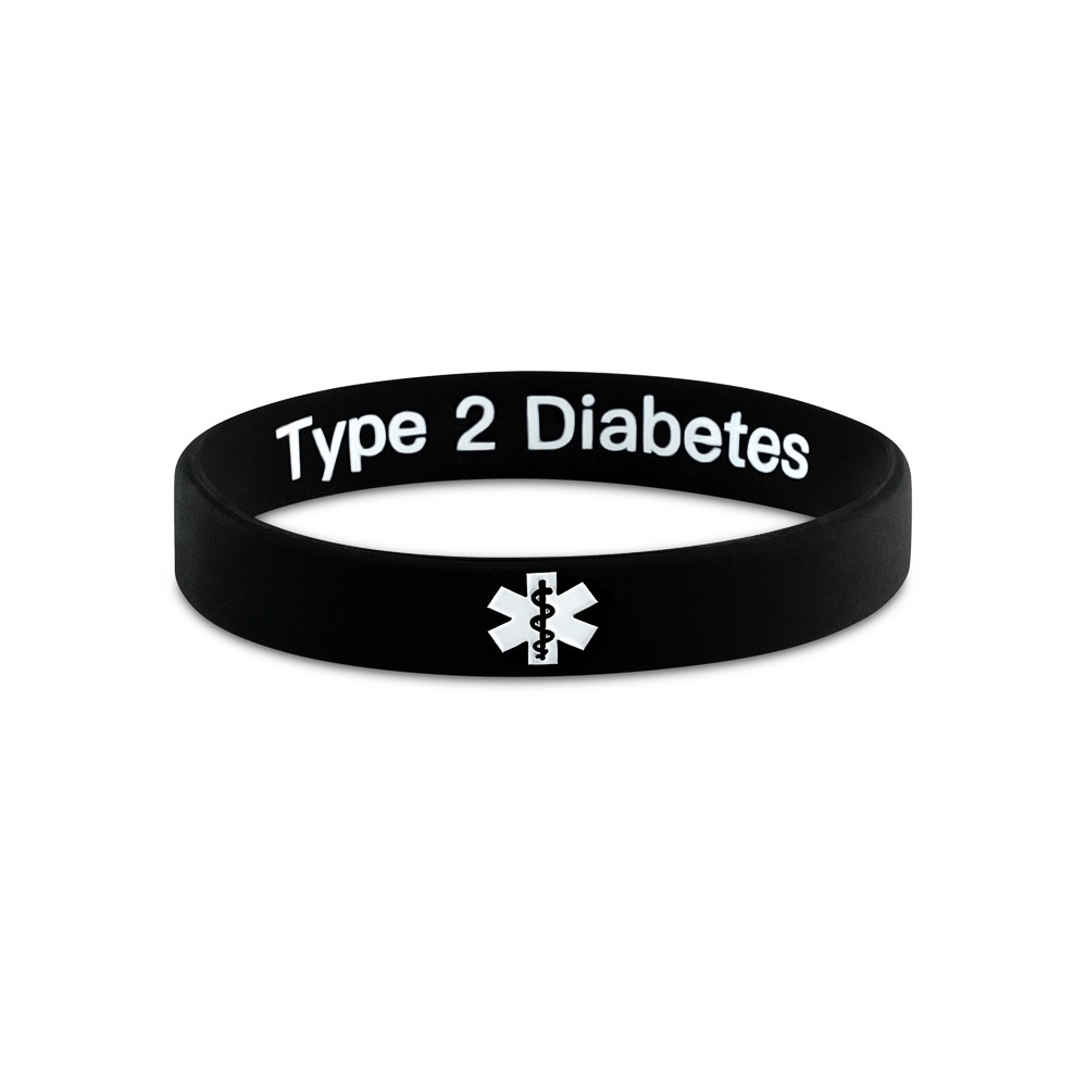 Type 2 Diabetes Medical Alert Bracelet – Discreet Silicone Medical ID Wristband