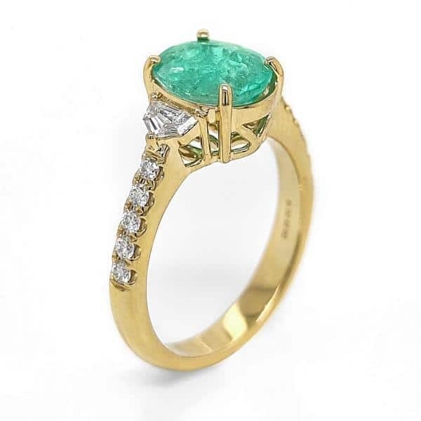 2.09ct Vivid Neon Blue-Green Copper-Bearing Paraiba Tourmaline Ring 18K Gold