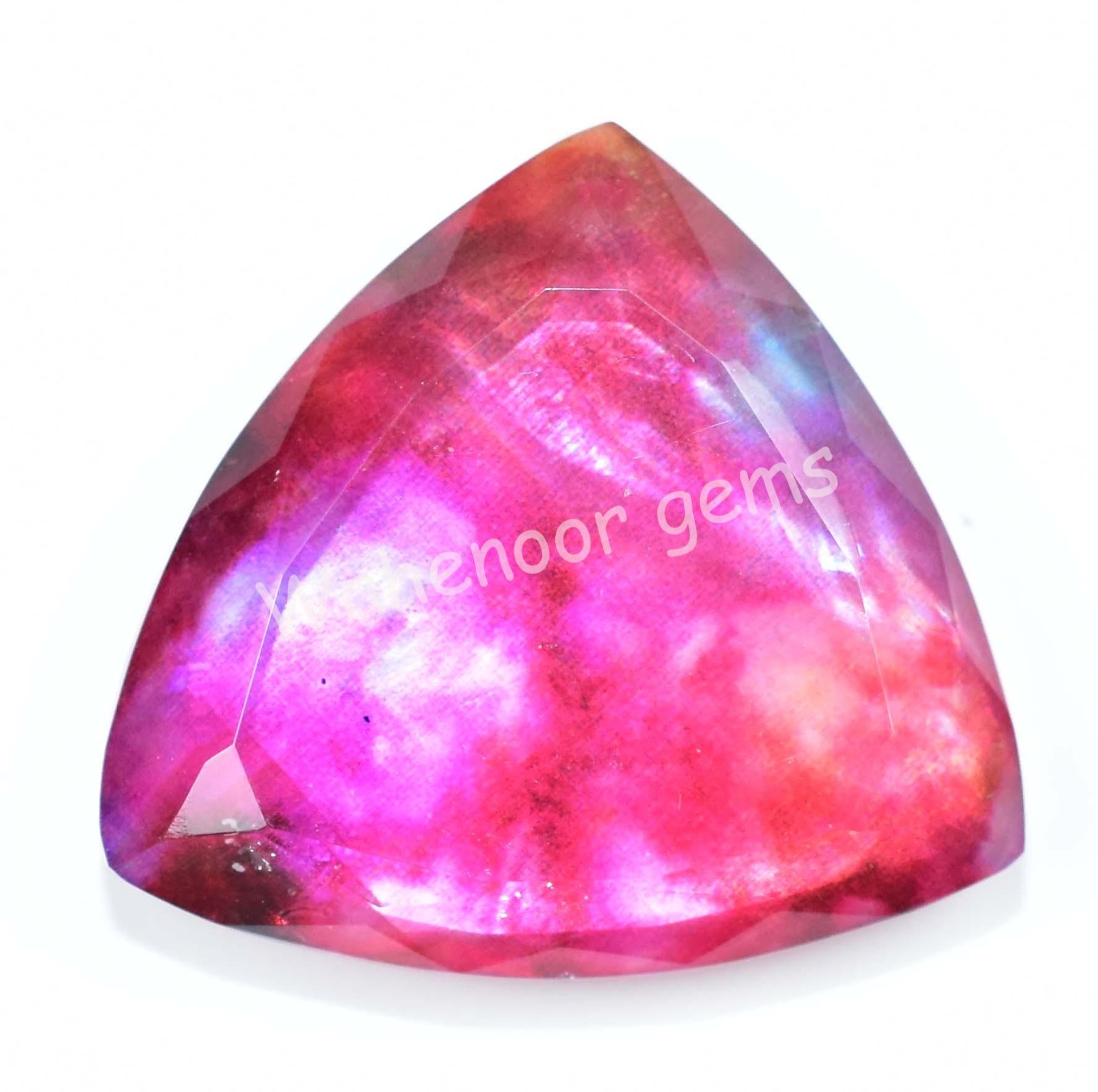 26.75 Ct Natural Ammolite Trillion Opal-Like Organic Doublet Rare Gemstone