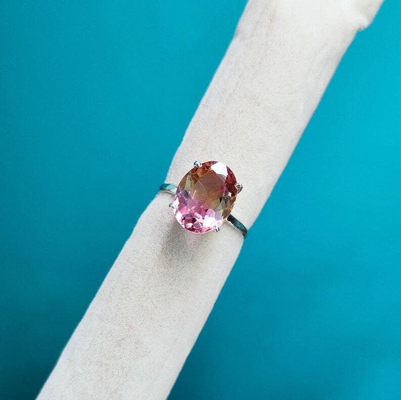 Ametrine Ring, Oval cut Ametrine Ring, 925 sterling Silver Ring, Handmade Ring