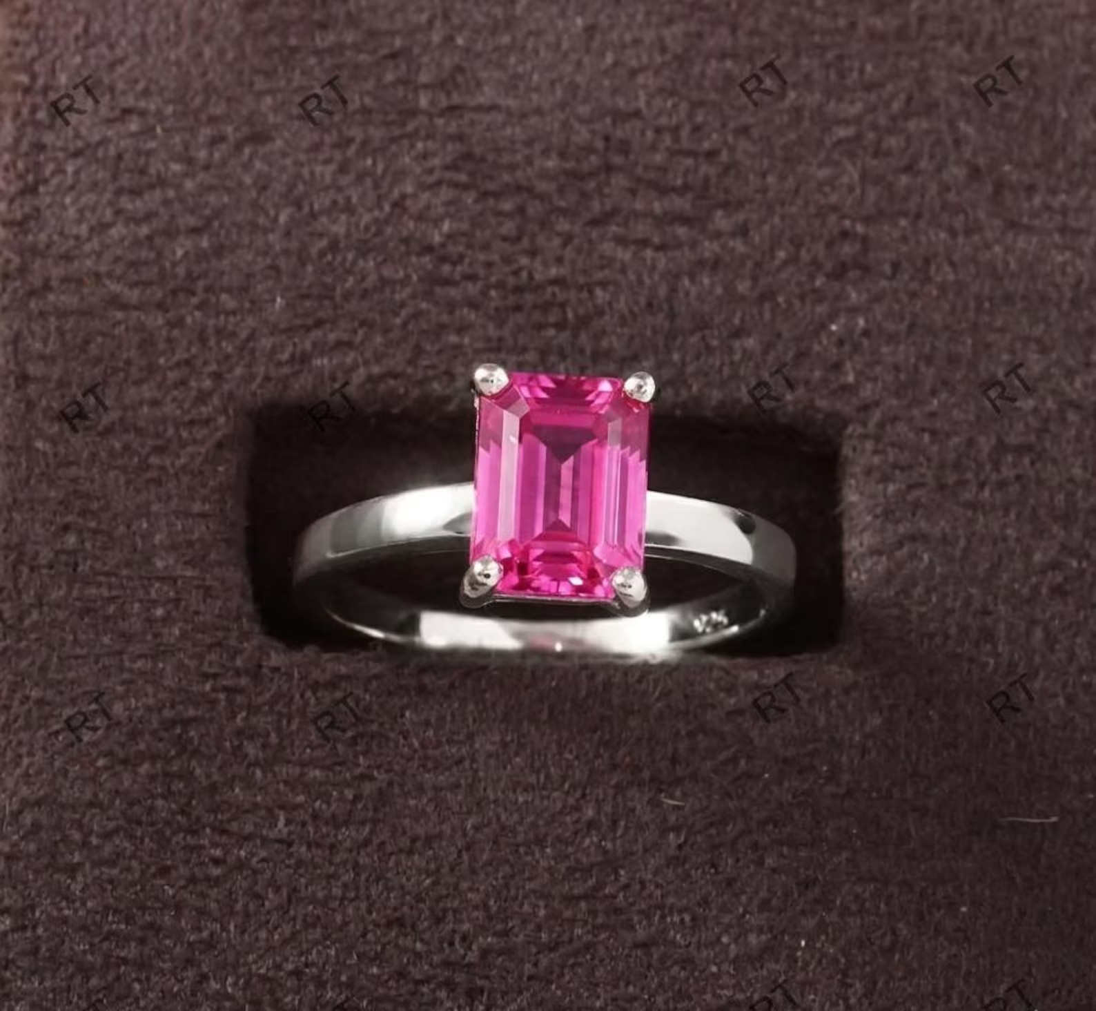 9 Ct Stone Natural Certified Pink Sapphire Ring 925 Sterling Silver Ring Size 9