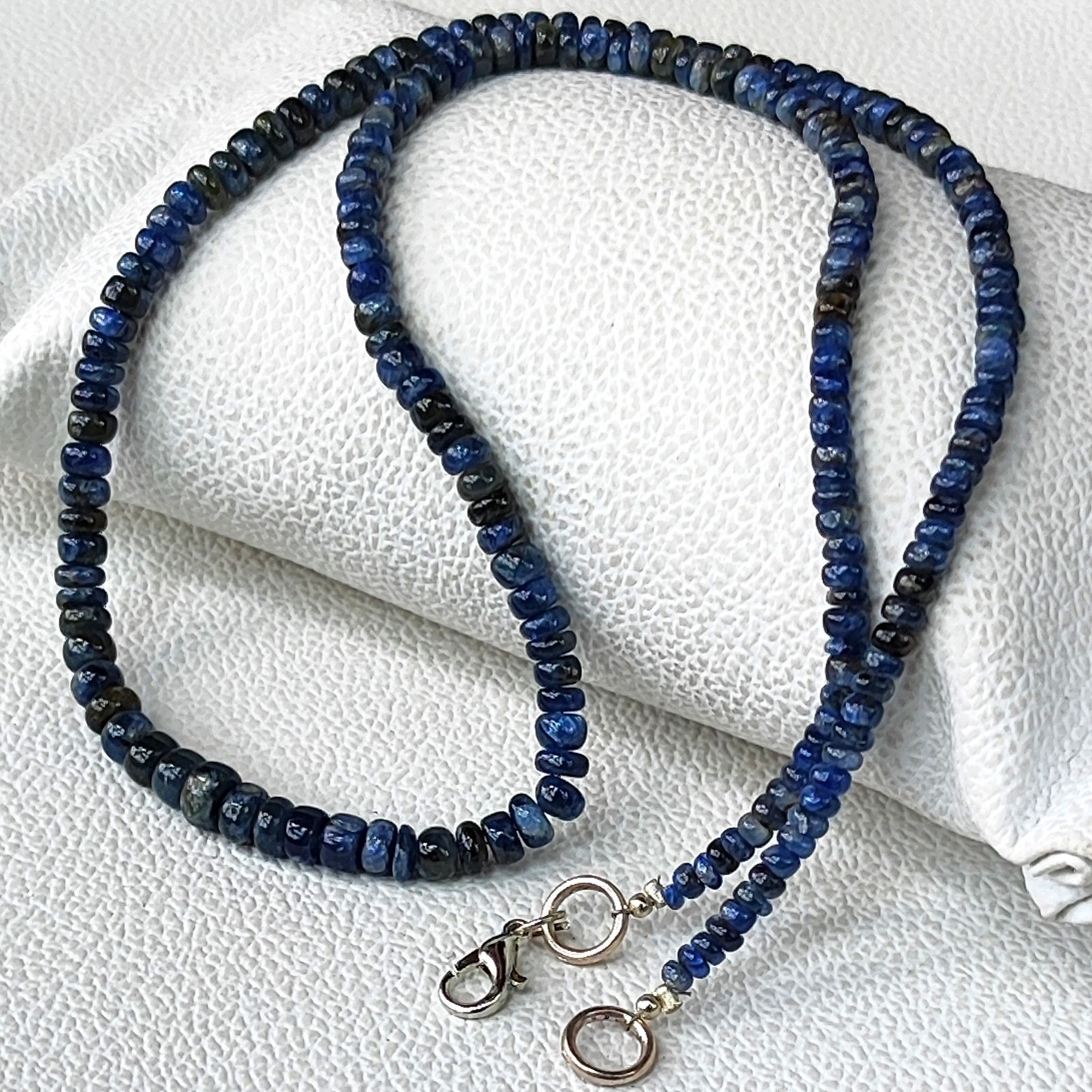 Natural Australian Blue Sapphire 3.5-6.5mm Smooth Bead Strand Necklace 20″
