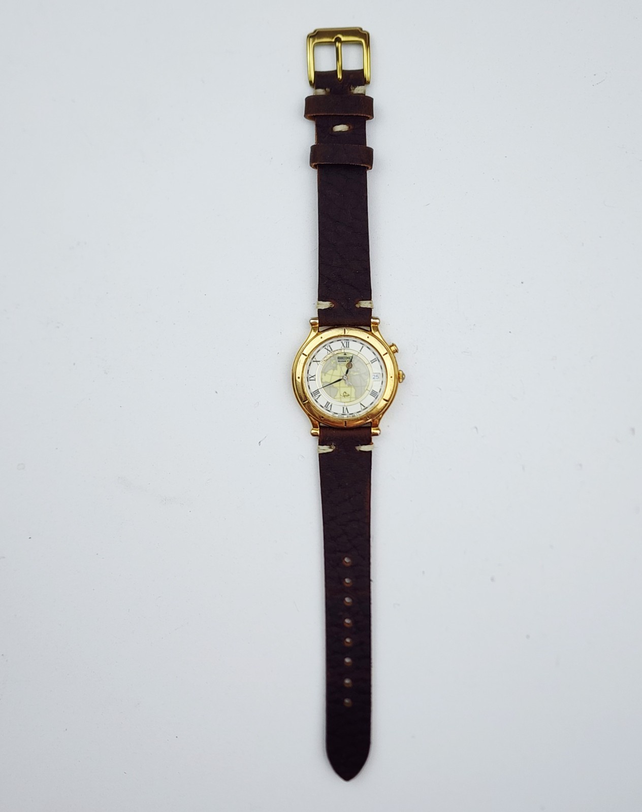 RARE,UNIQUE Men’s KINETIC Watch SEIKO 5M42-0A90. New Capacitor. Luminous Dial