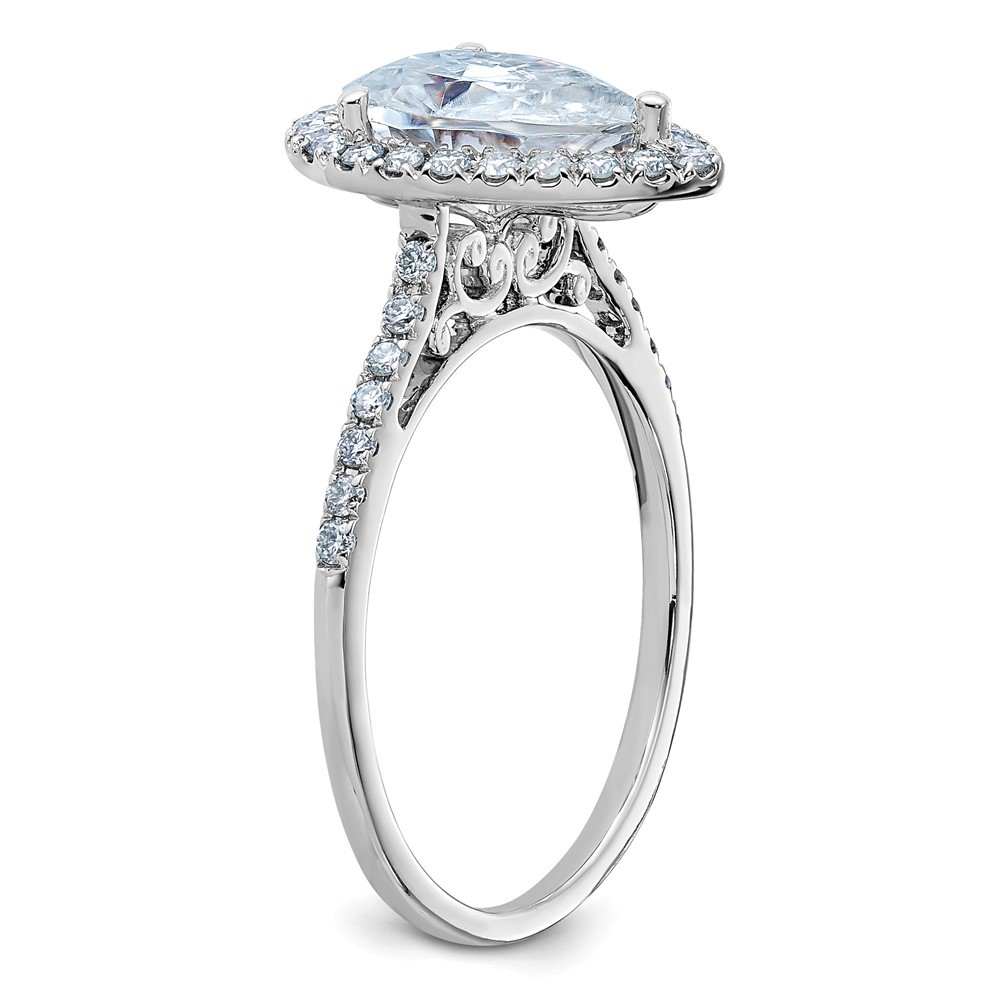 14k White Gold 2 1/2 Ct D E F Pure Light Moissanite Halo Engagement Ring Size 7