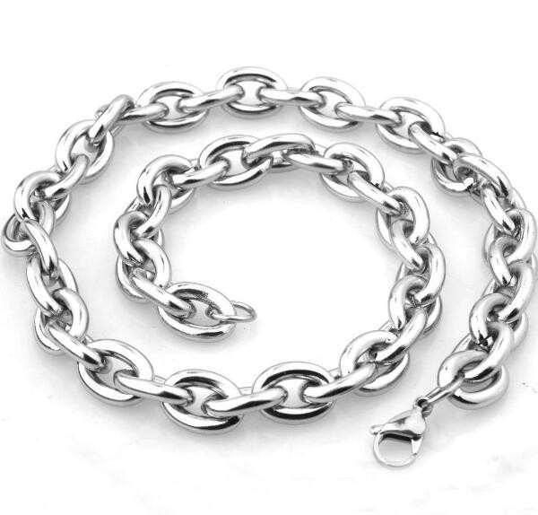 10mm 24 inch Cool Stainless Steel High Polsihed Oval Link-Chain Necklace For Men