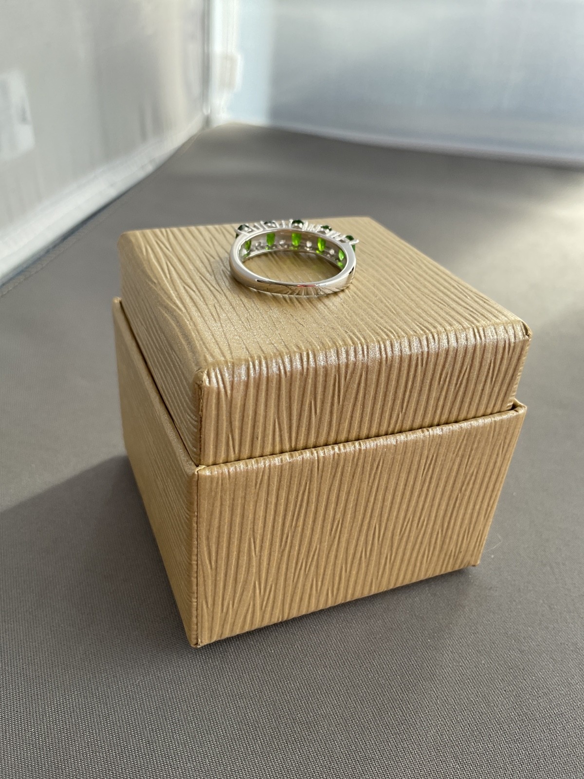 CHROME DIOPSIDE HALF-ETERNITY RING
