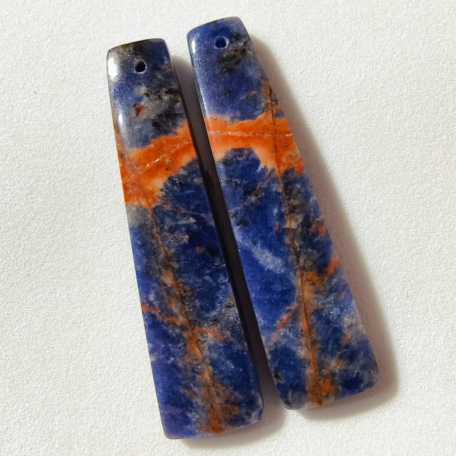 37 Cts Natural Sodalite Drilled Match Pair Cabochon Gemstone 42.6 X 10.9 MM