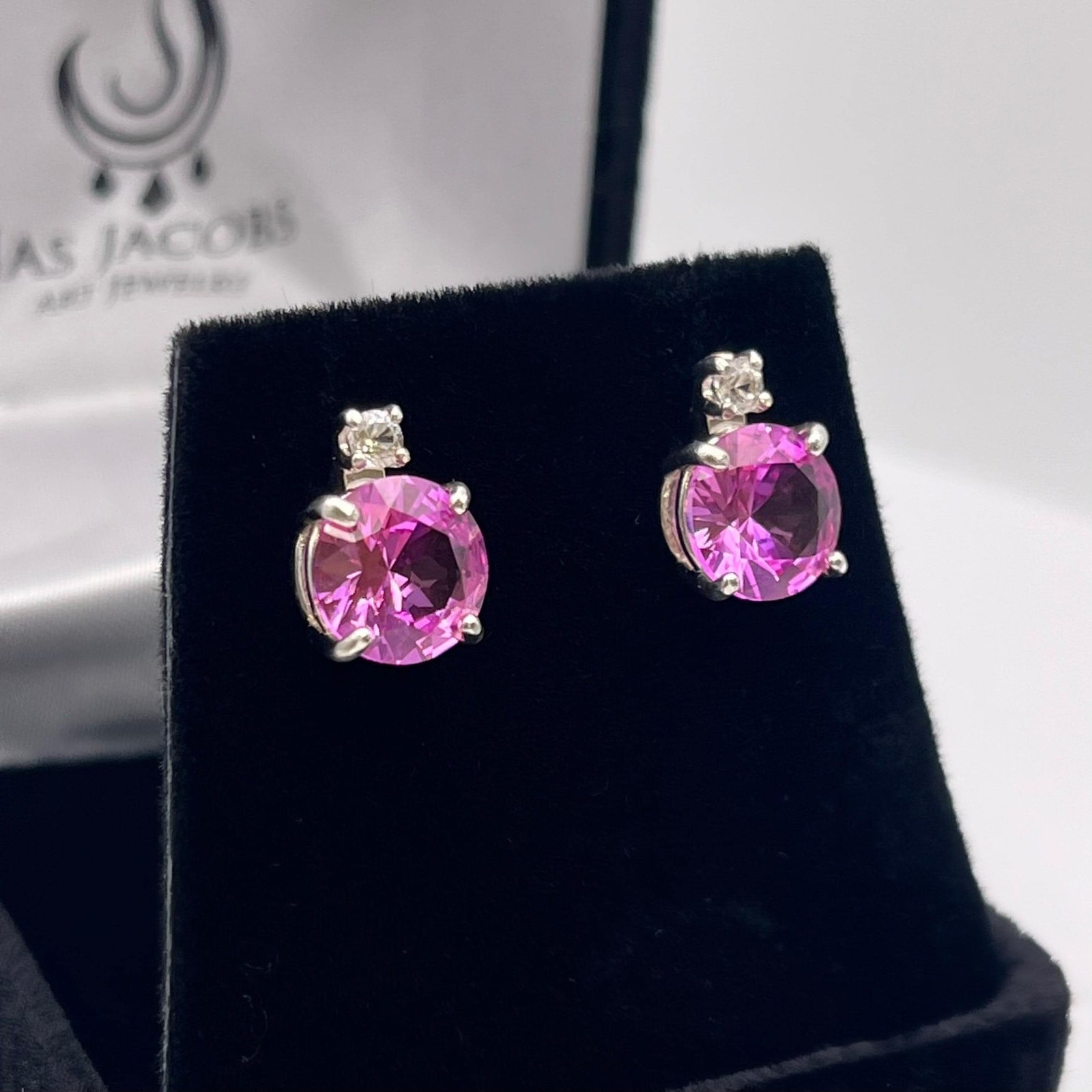 4ctw Brilliant Cut Pink Sapphire Earrings Stud Jewelry Gift September Birthstone