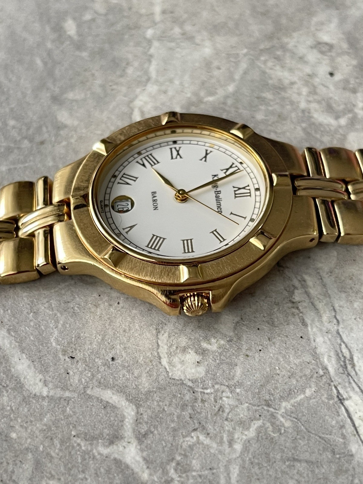 Krug Baumen Baron 4959 KM 18K Gold Plated Watch Men 1990’s Vintage Gold Tone 150