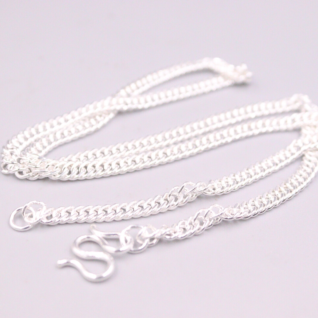 Real 999 Fine Silver Necklace For Men Women 6mm Curb Link Chain 20inch Necklace