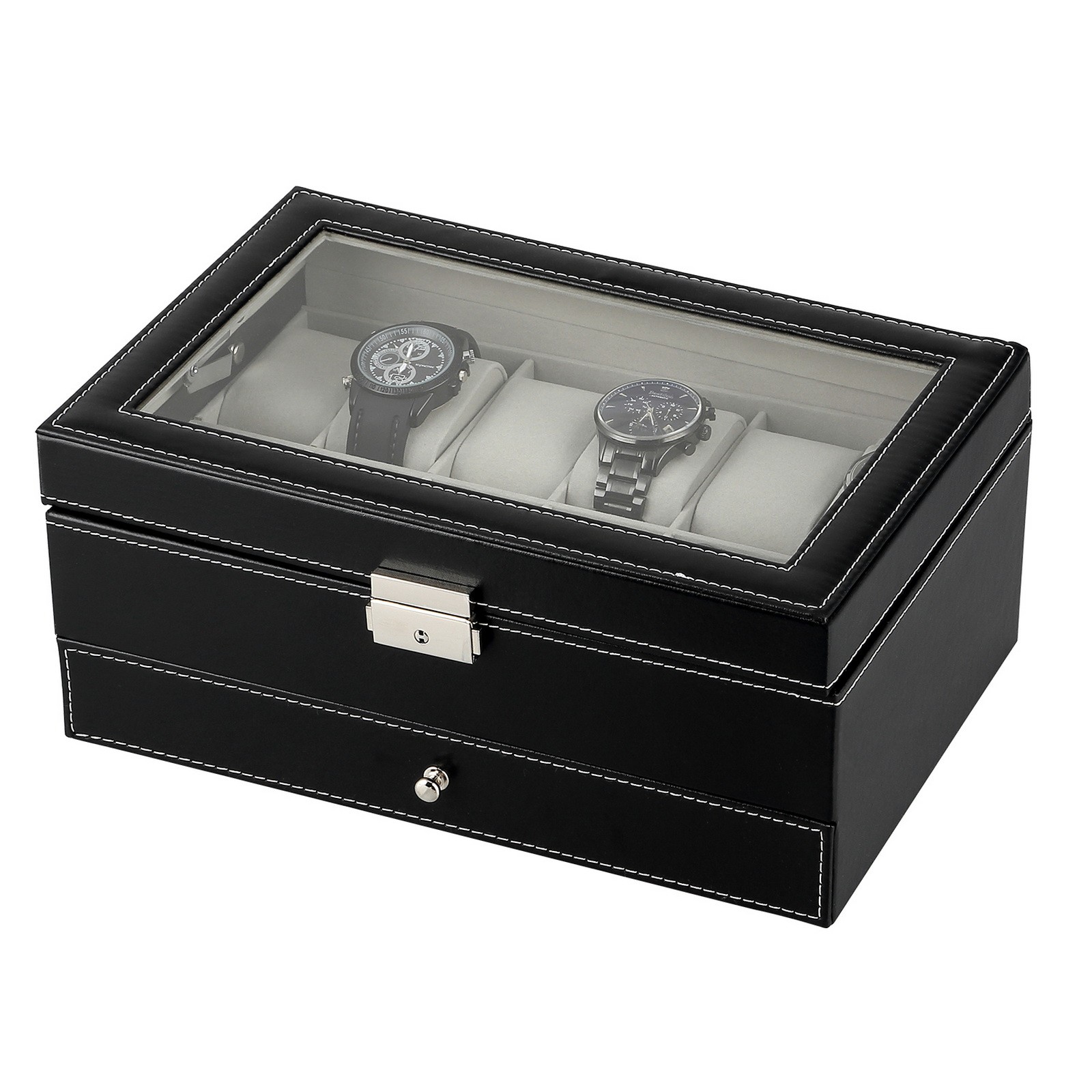 3/6/8/10/12/20/24 Slot PU Leather Watch Box Organizer Jewelry Display Storage