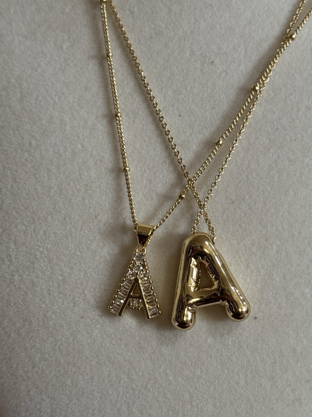 Bubble Initial Necklace Letter A Gold Puffy Pendant Necklace