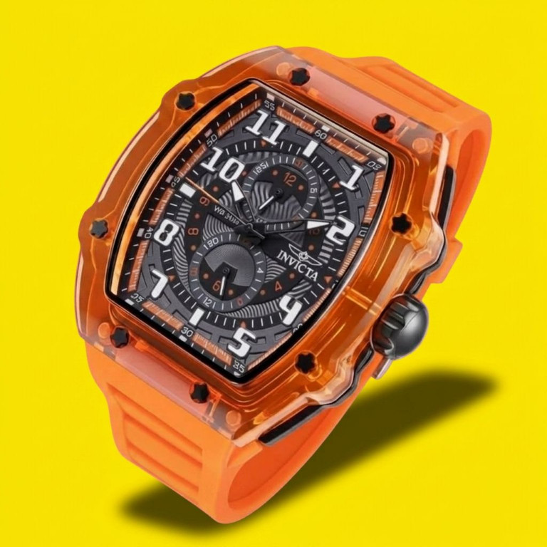 Invicta Sport Racing Men 48.5mm Tonneau Orange Black Dial Quartz Watch IN-48718